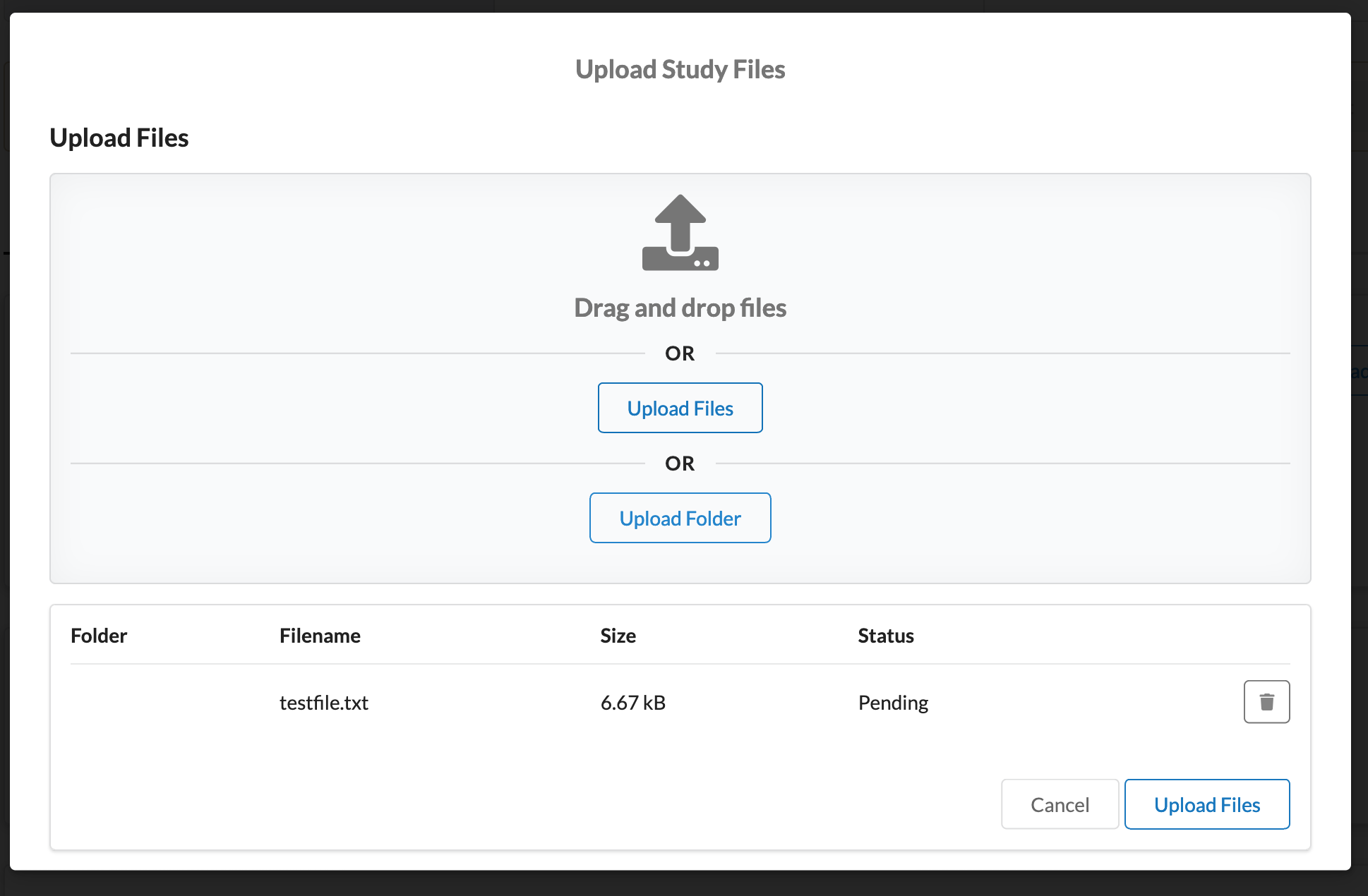 Study Upload Files upload